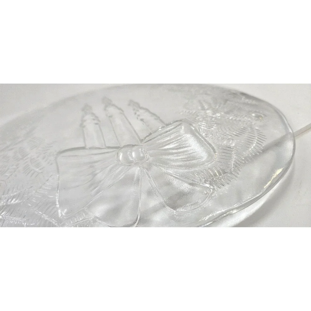Vtg Pilgrim Glass Holiday Serving Platter‎ Christmas Dish ~12